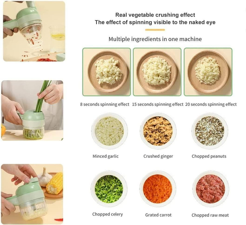 4-in-1 Portable Electric Vegetable Cutter Set